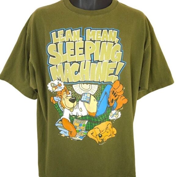 Bear Sleeping T Shirt Mens Size XL Vintage 90s Lean Mean Sleeping Machine - Picture 1 of 8